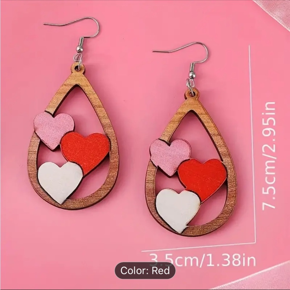 lightweight double sided heart earrings - Picture 2 of 6